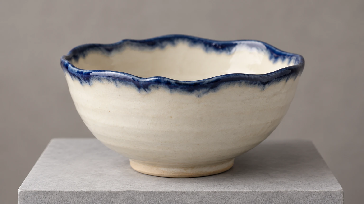 Ceramic bowl with softly defined glaze and surface detail