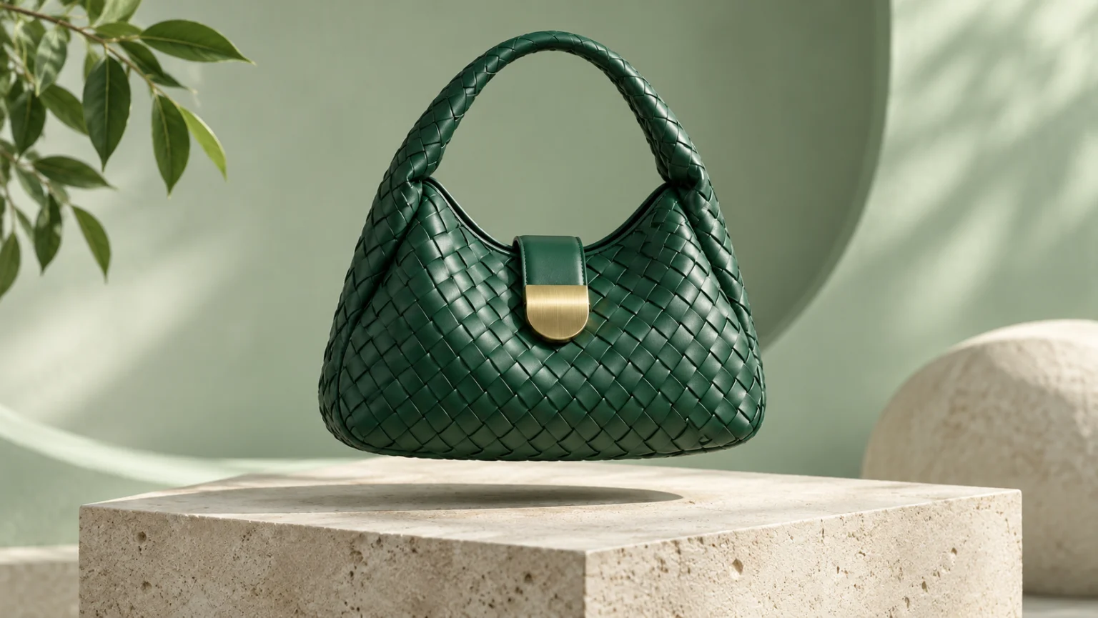 A handbag photographed in a premium product setting